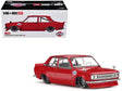 Mini GT x Kaido House Datsun 510 Street Nismo V3 with retail box and front three-quarter view of the red metallic model