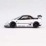 Mini GT Mazda AZ-1 Liberty Walk LB40 Tokyo Auto Salon 2024 side profile showing the wide arches, black wheels and Liberty Walk graphics