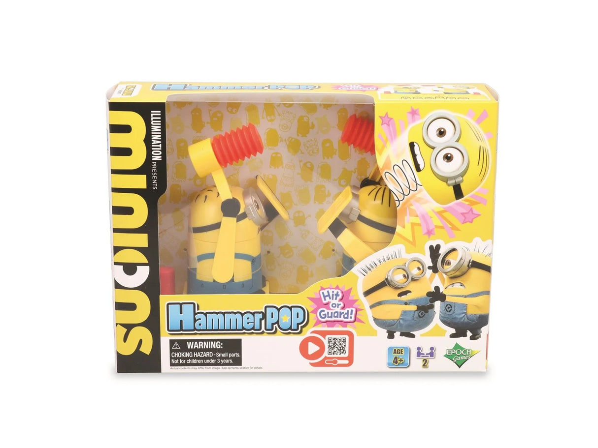 Minions Hammer POP game shown in front packaging with Minions artwork and game pieces visible
