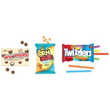 Miniature snack products for the teal Miniverse Real Brands Vending Machine, featuring Reese's and Pirate's Booty branded packaging against a white background.