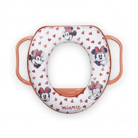 Minnie Mouse Soft Toilet Trainer with pink side handles and heart print seat