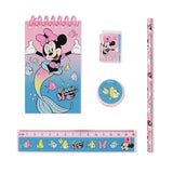 Minnie Mouse stationery set contents with spiral notebook, pencil, 15 cm ruler, eraser and sharpener