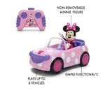 Minnie RC Roadster feature graphic showing the pink remote controller with purple direction buttons and Minnie Mouse permanently seated in the pink convertible.