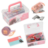 Miss Melody mini desk set pink design with case, stapler, tape, staples and sticky notes