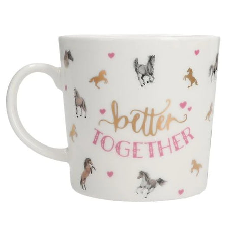 Miss Melody mug back view with "better TOGETHER" lettering and small horse details