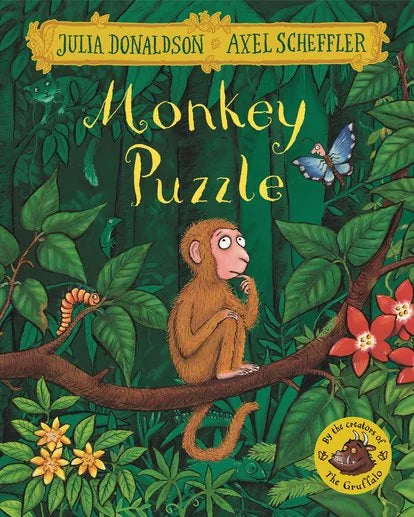 Front cover of Monkey Puzzle board book by Julia Donaldson and Axel Scheffler in Ireland