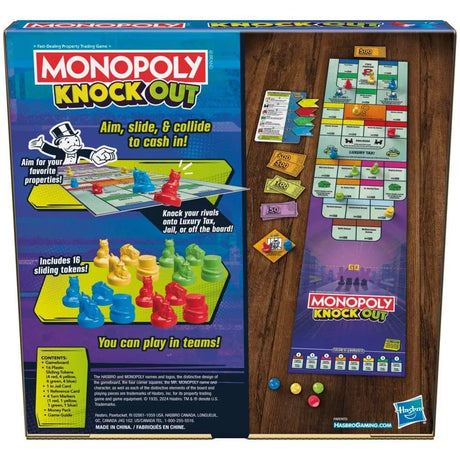 Monopoly Knockout board game packaging back with features Ireland