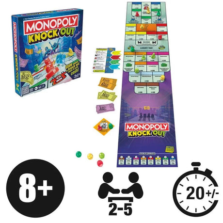 Monopoly Knockout game setup with board, tokens and cards Ireland