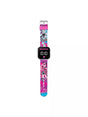 Monster High LED watch showing full printed pink silicone strap with Draculaura and Frankie Stein characters