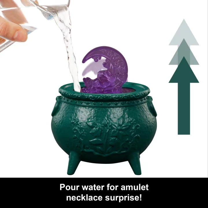 Monster High Moonspell Magic Willow Thorne green cauldron with water revealing purple amulet
