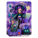Monster High Moonspell Magic Willow Thorne with spellbook, potion bottle, purple accessories and green cauldron in packaging