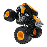 Monster Jam JCB DIGatron monster truck raised onto its rear wheels