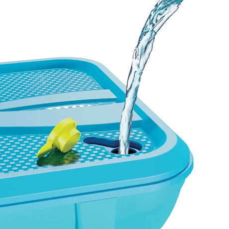Mookie All Surface First Basketball base with yellow fill plug and water pouring into the opening