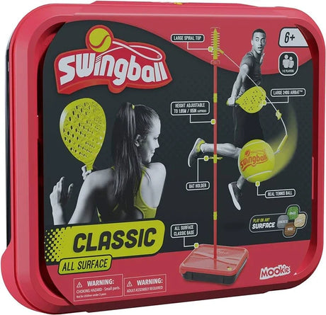 Mookie Classic All Surface Swingball red carry case with front product artwork and labels