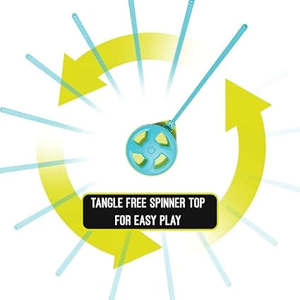 Tangle free spinner top graphic with yellow circular arrows