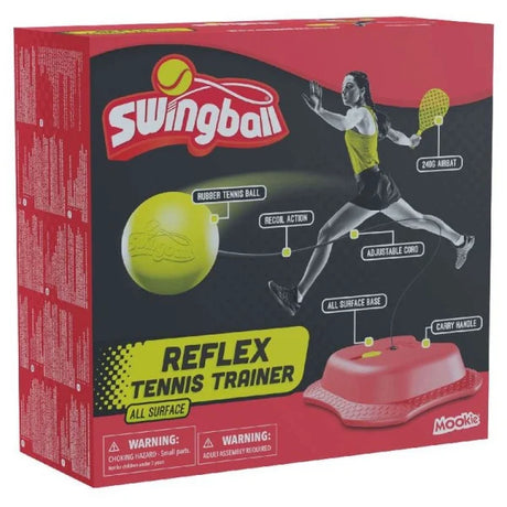 Mookie Reflex Tennis Trainer retail box front showing product artwork and feature labels