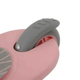 A close rear view of the pink scooter showing the grey footbrake and back wheel
