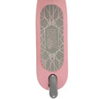 A top view of the pink scooter deck featuring a grey geometric patterned standing surface