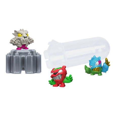 Mr Beast Lab Swarms Test Tube 3 Pack contents showing three micro beast figures and clear storage tube