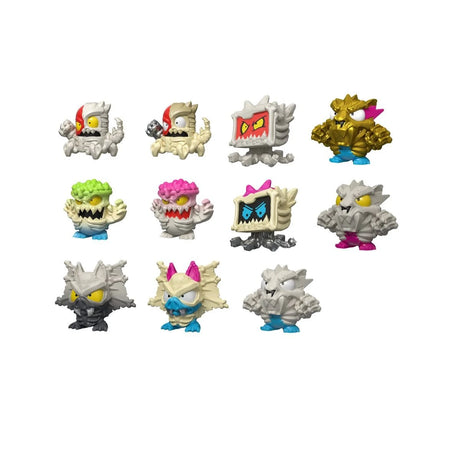 Selection of Mr Beast Lab Swarms collectible micro beast figures in various colours from the Hyper Fusion Series