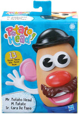 Boxed Mr Potato Head toy showing the character with black hat, moustache and red nose
