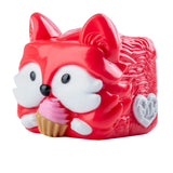 MushyKinz OG red fox Taba Squishy holding a pink cupcake