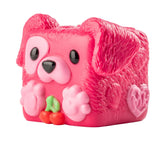 MushyKinz OG pink dog Taba Squishy holding red cherries