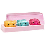 MushyKinz Shimmer Gemz three mini Taba squishies displayed in a pink tray