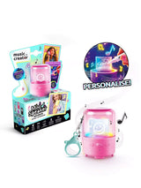 Pink Music Creator Mini Speaker with packaging and personalised insert example