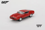 Red Ford Mustang Mach 1 from Diamonds Are Forever viewed from the front left showing the black bonnet detail, twin headlights and chrome front bumper
