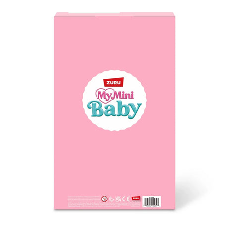 Back of the pink My Mini Baby Mom & Baby Surprise box with My Mini Baby logo in the centre
