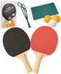 M.Y Table Tennis Set with black and red bats, orange and white balls, net and packaging