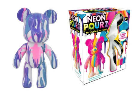 Neon Pourz Marble Paint Bear with painted bear figure beside the product box