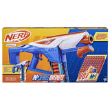 Front of NERF N Series Infinite blaster box showing blaster, battle belt and 80 N1 darts