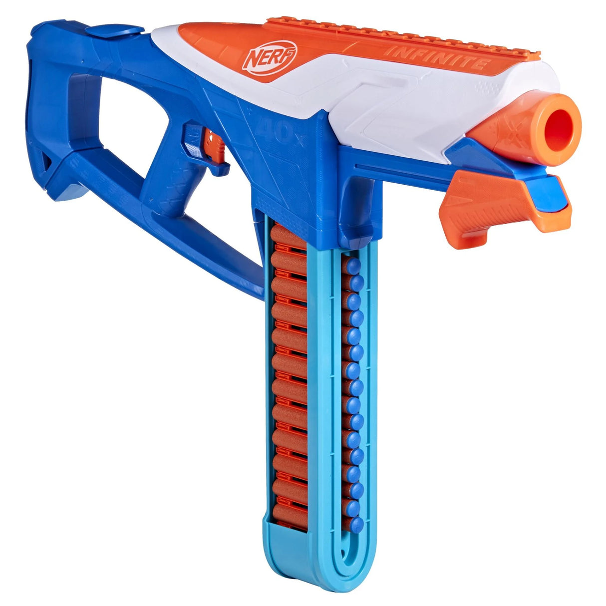 NERF N Series Infinite blaster with blue and orange battle belt