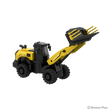 Front three quarter view of the BRIXIES Plus New Holland W170D+ showing the articulated front section, large tyres, cab and raised attachment