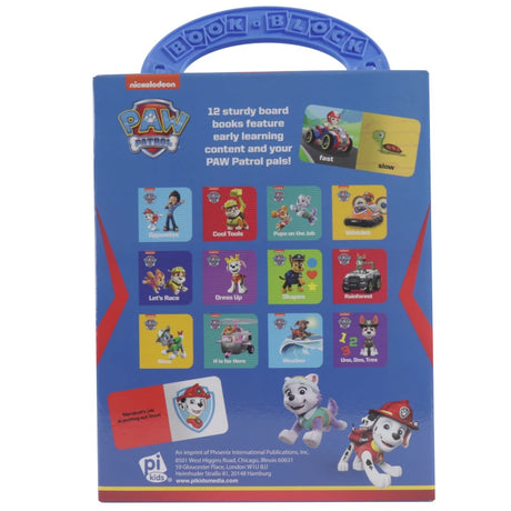 PAW Patrol Ready Steady Roll box back showing 12 board book covers