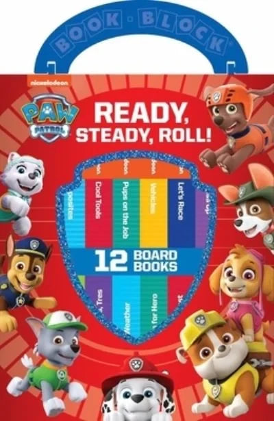 PAW Patrol Ready Steady Roll 12 board books front cover shown in close view