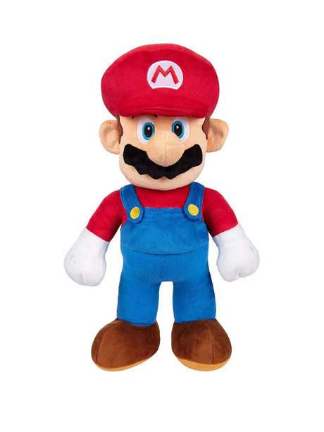 Front view of Nintendo Super Mario Jumbo Plush soft toy with embroidered details in Ireland