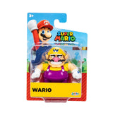 Nintendo Super Mario Wario 2.5 inch figure wearing a yellow cap, purple overalls and white gloves in original Super Mario blister packaging.