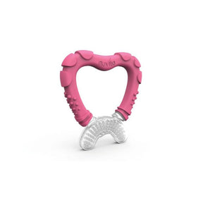 Nuvita bright pink teether gum cleaner with clear textured gum brush