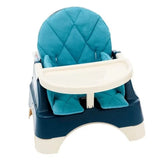 Oketi Poketi Wooded booster seat with white tray and turquoise padded insert