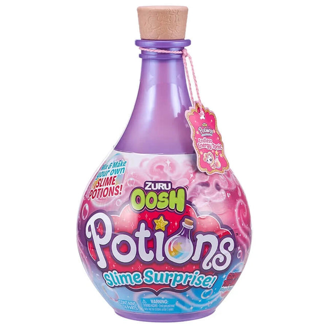 ZURU Oosh Magic Potions Surprise purple potion bottle with pink decorative details and Potions branding on a white background.