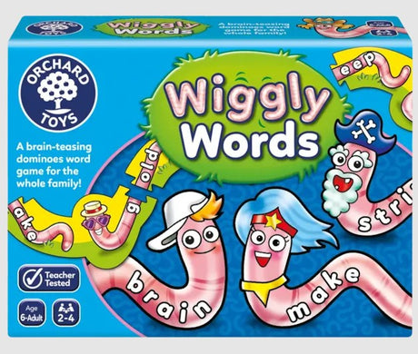 Orchard Toys Wiggly Words Game box front view - spelling game for kids Ireland
