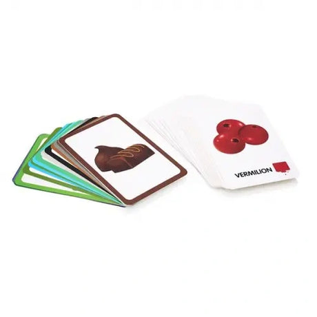 Ormond Colour Flash Cards Pack of 36 showing a stack of cards with vermilion card at the front