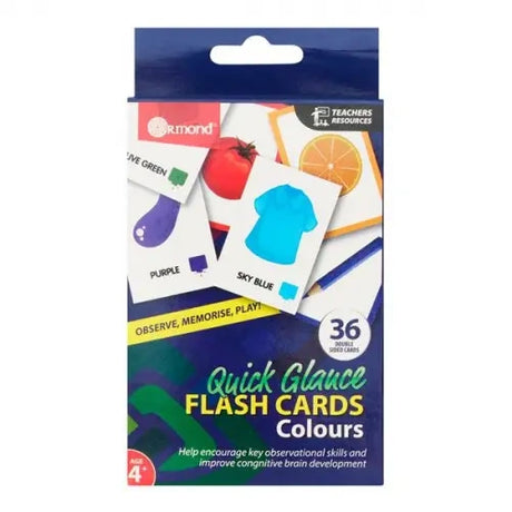 Ormond Colour Flash Cards Pack of 36 front packaging showing sample colour cards