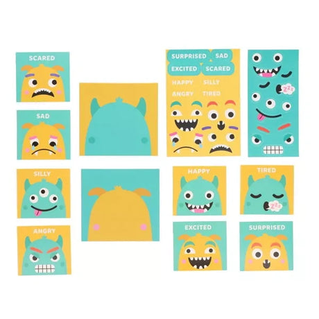 Ormond Interactive Flash Cards Feelings and Emotions showing emotion cards, blank monster cards and sticker sheet