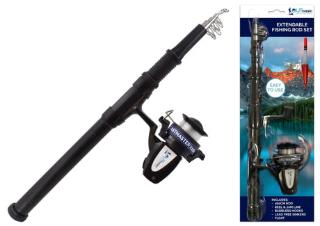Packaged Out There! 1.6m extendable fishing rod set with reel, float and tackle