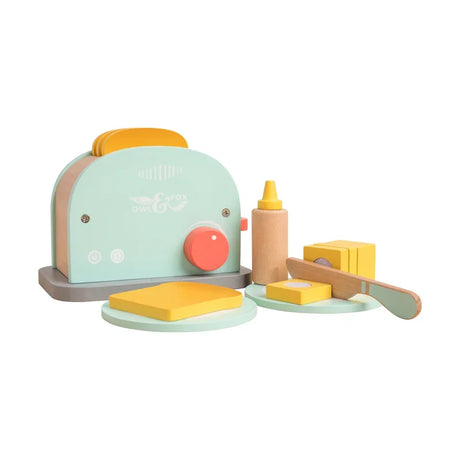 Owl and Fox Wooden Toaster Set with toy toaster, honey bottle, butter and knife – Ireland