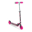 Ozbozz Nebulus black and pink scooter shown from the left side with pink wheels, grips and deck graphics